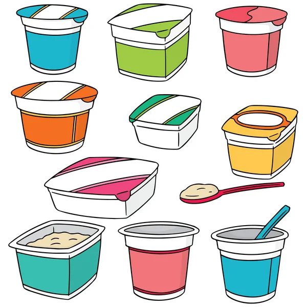 Set vettore di yogurt — Vettoriale Stock