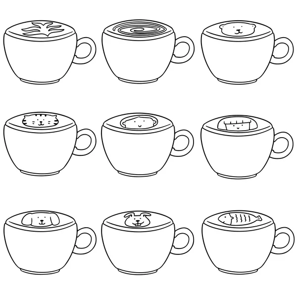 向量集的拿铁咖啡艺术 — 图库矢量图片