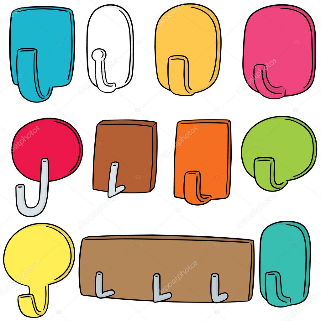 Vector set of wall hooks Stock Illustration by 128564276