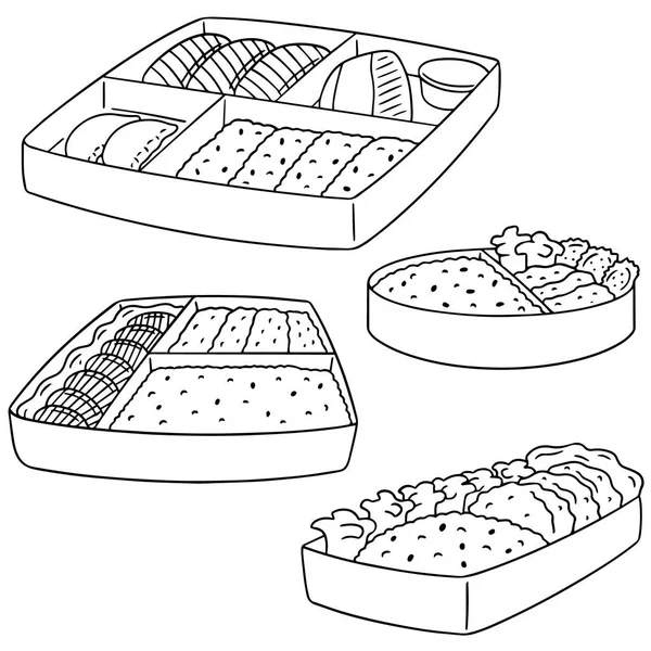 Vector conjunto de caja de arroz japonés — Vector de stock