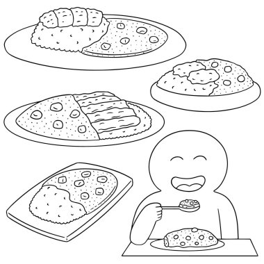 vektör set köri pirinç