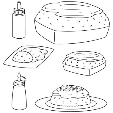 vektör set omlet pirinç