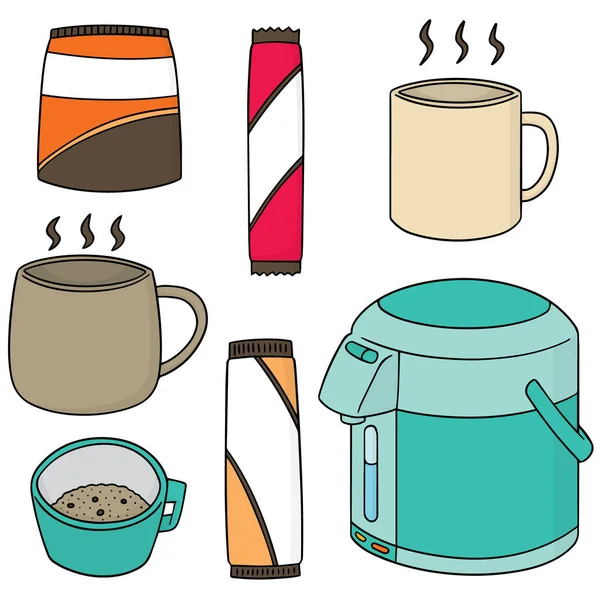 Векторний набір миттєвої кави та чайника — стоковий вектор