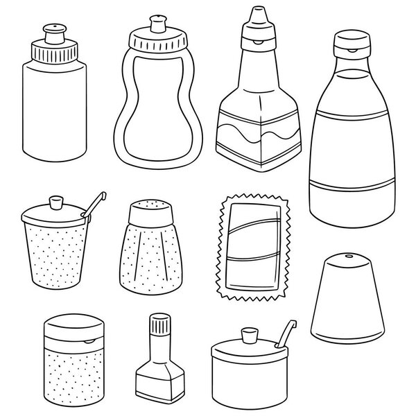 vector set of condiment bottle