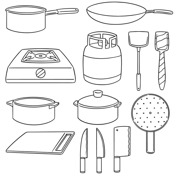 Векторный набор кухонного инструмента — стоковый вектор