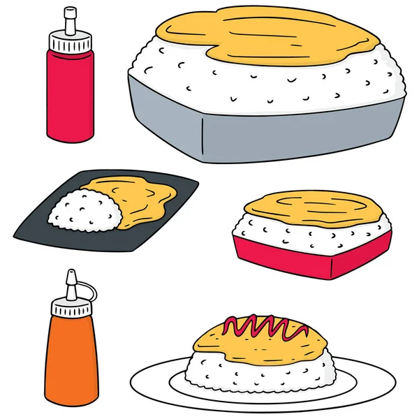 Vector uppsättning omelett ris — Stock vektor