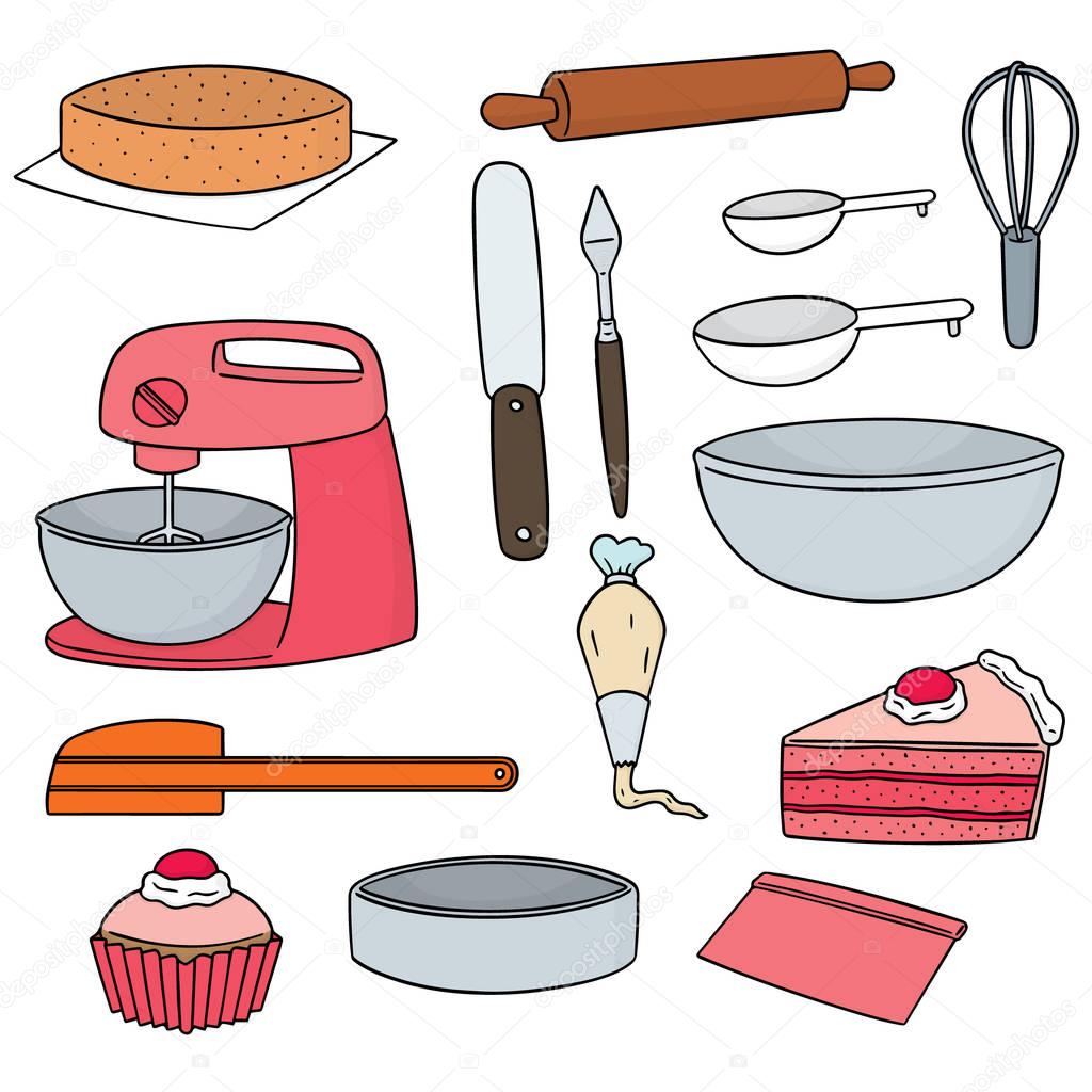 vector set of cake making equipment — Stock Vector ...