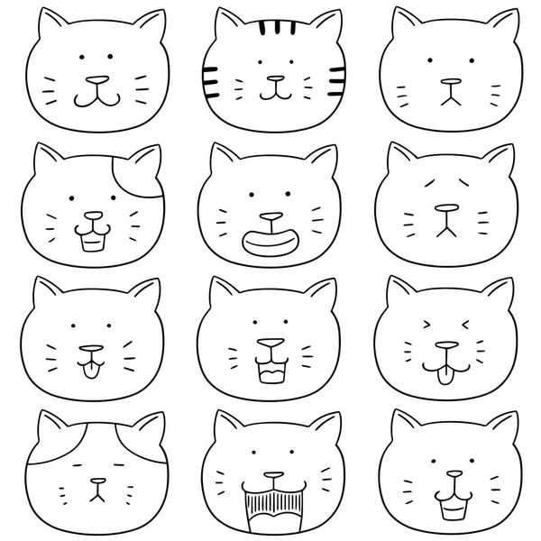 Vector conjunto de gato cara — Archivo Imágenes Vectoriales