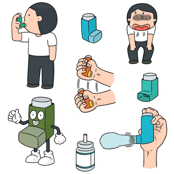 Vector conjunto de medicina por inhalación — Vector de stock