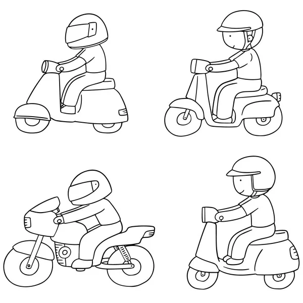 Vector conjunto de conducción de la motocicleta — Archivo Imágenes Vectoriales