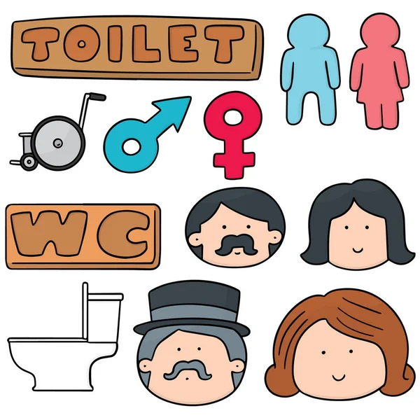 Ensemble vectoriel de signe de toilette — Image vectorielle