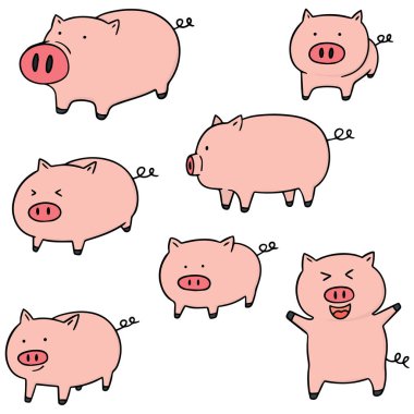 vector set of pig clipart