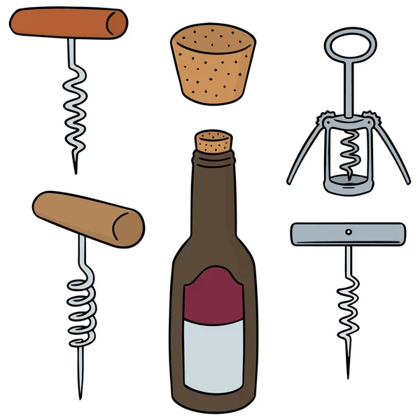 Vector set of wine opener — Stock Vector