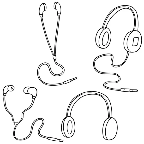 Vector conjunto de auriculares y auriculares — Vector de stock