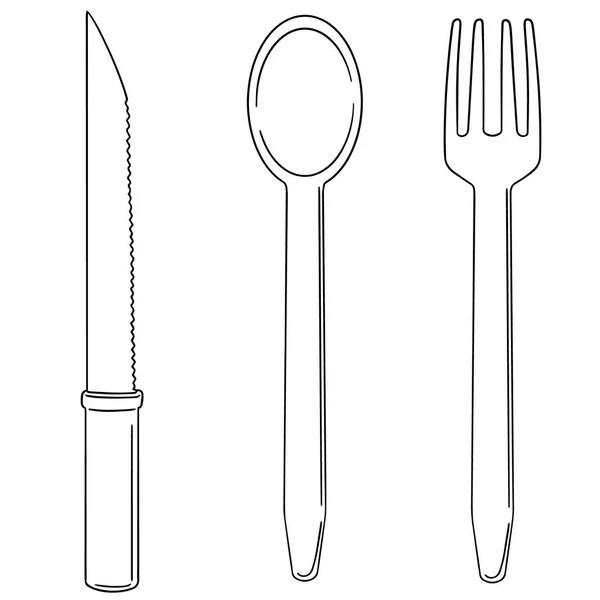 Vektorové Sada nůž, lžička a vidlička — Stockový vektor