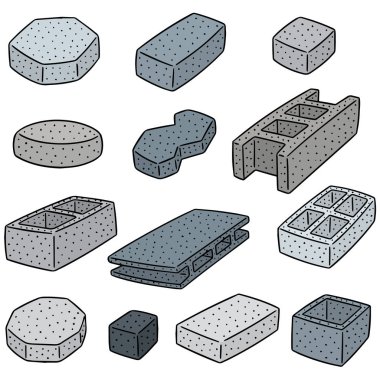 vektör set Beton İnşaat blok