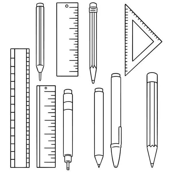 Vektor-Set aus Stift, Bleistift und Lineal — Stockvektor