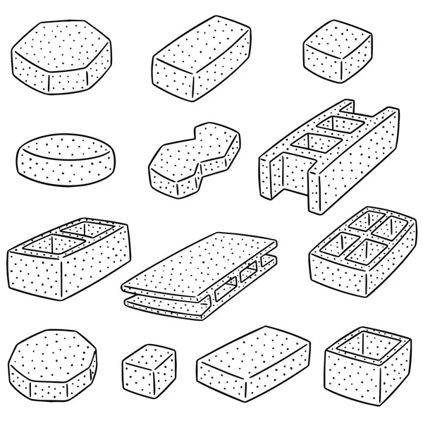 Vector uppsättning betong konstruktion block — Stock vektor