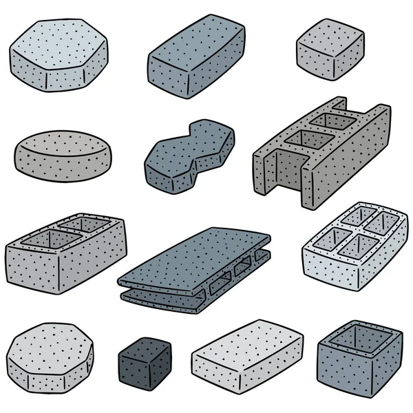 Ensemble vectoriel de bloc de construction en béton — Image vectorielle