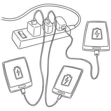 akıllı telefon şarj vektör kümesi