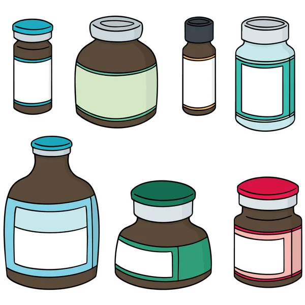 Conjunto vetorial do frasco para injetáveis de medicamento —  Vetores de Stock