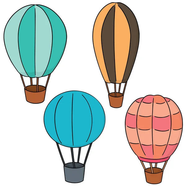 Conjunto vetorial de balão de ar quente — Vetor de Stock