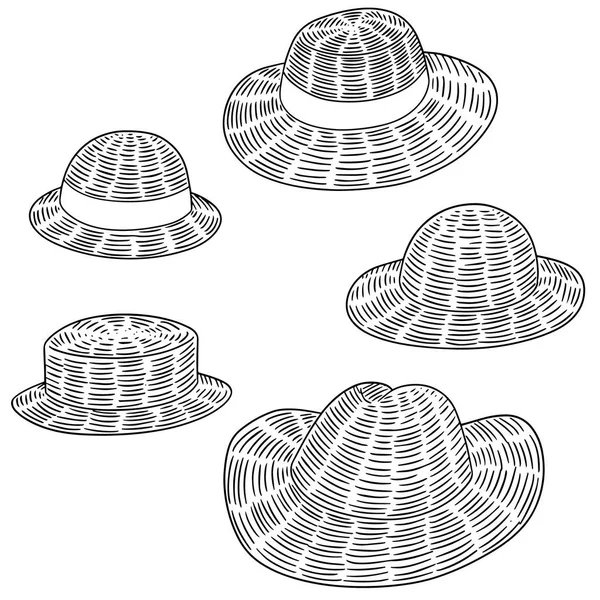 Vector conjunto de sombrero de paja — Archivo Imágenes Vectoriales