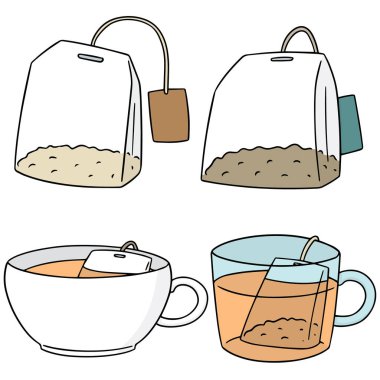 vector set of teabag clipart