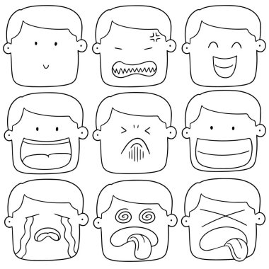 vektör çizgi film yüzü kümesi