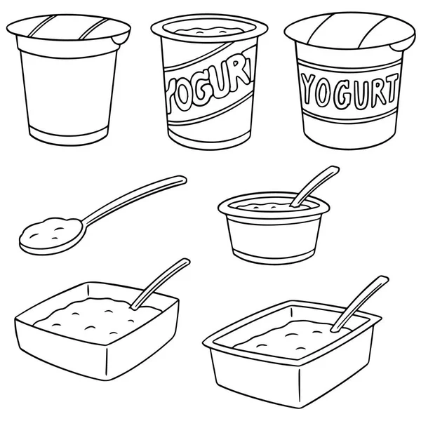 Vektor set yogurt - Stok Vektor