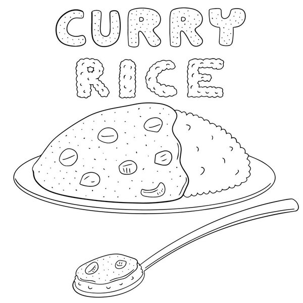 vector set of curry rice