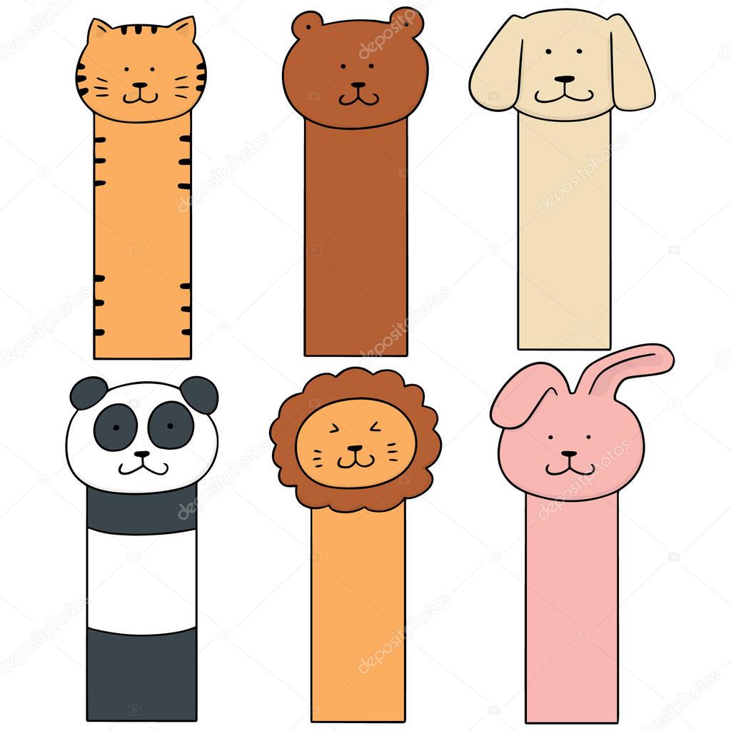 vector set of animal bookmark