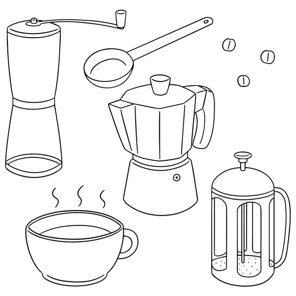 Векторный набор кофеварка — стоковый вектор