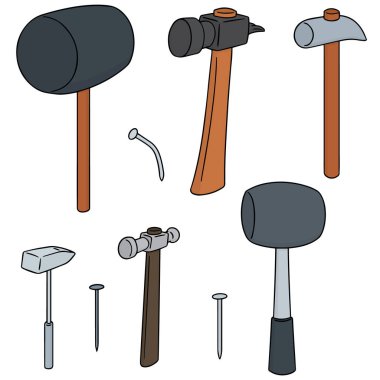 çekiç ve çivi vektör kümesi