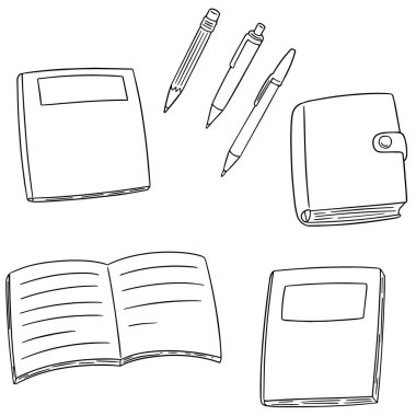 vektör set defter, kalem ve kurşun kalem
