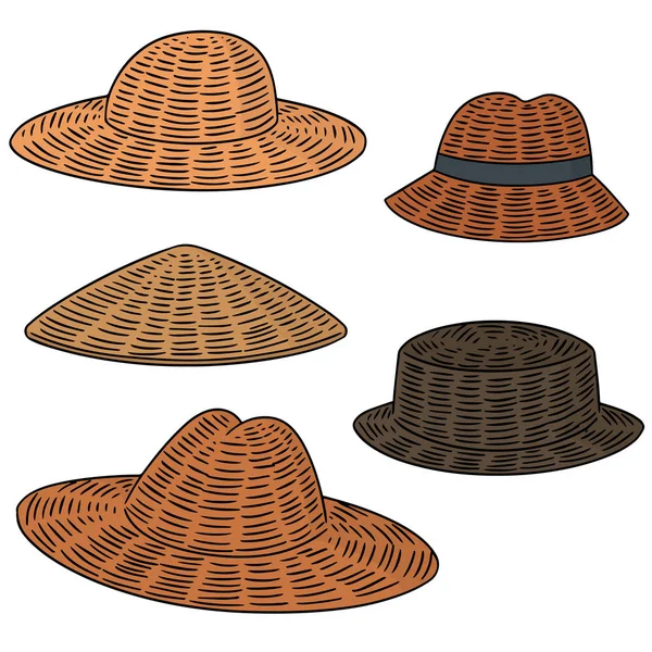 Set vettore di cappello di paglia — Vettoriale Stock