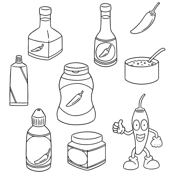 Jeu vectoriel de produits à base de piment — Image vectorielle