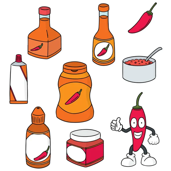 Jeu vectoriel de produits à base de piment — Image vectorielle