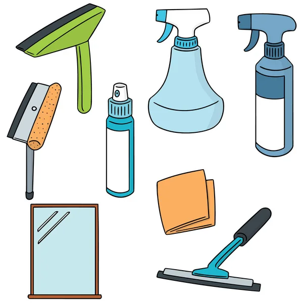Vector set of glass and mirror cleaner — Stock Vector