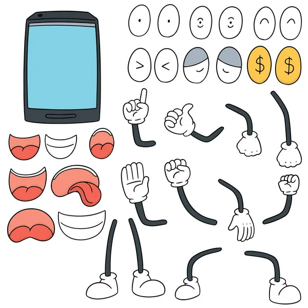 Vektor-Set von Smartphone-Cartoon — Stockvektor