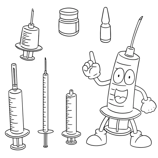 Conjunto vetorial do medicamento injetável — Vetor de Stock