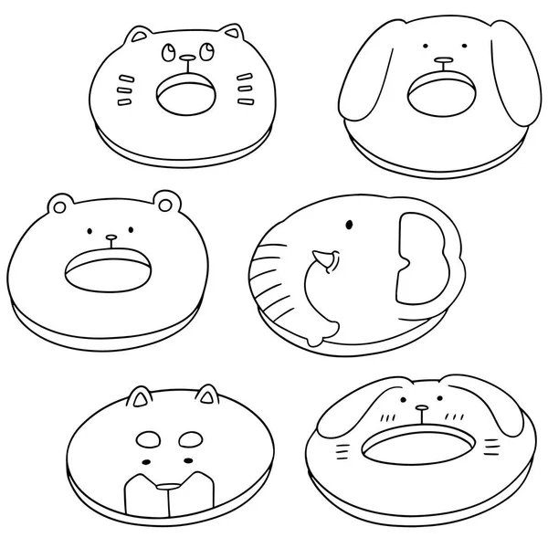 向量集的动物甜甜圈 — 图库矢量图片