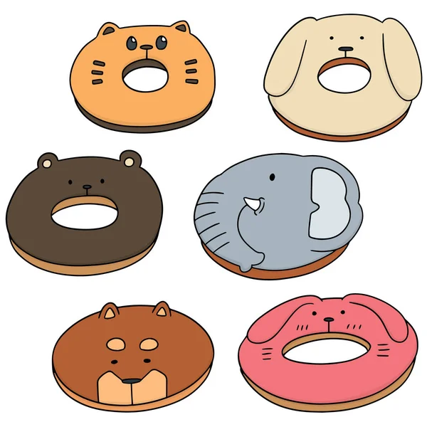 Juego de vectores de donut animal — Vector de stock