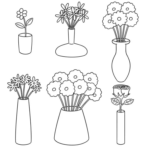 Set vettoriale di vaso di fiori — Vettoriale Stock