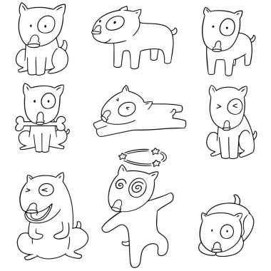 köpek, boğa korkunç vektör kümesi