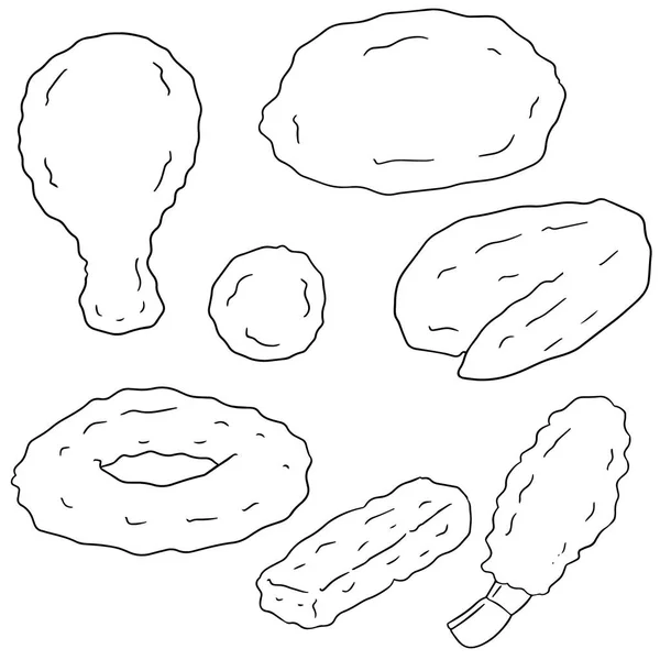 Ensemble vectoriel d'aliments frits — Image vectorielle