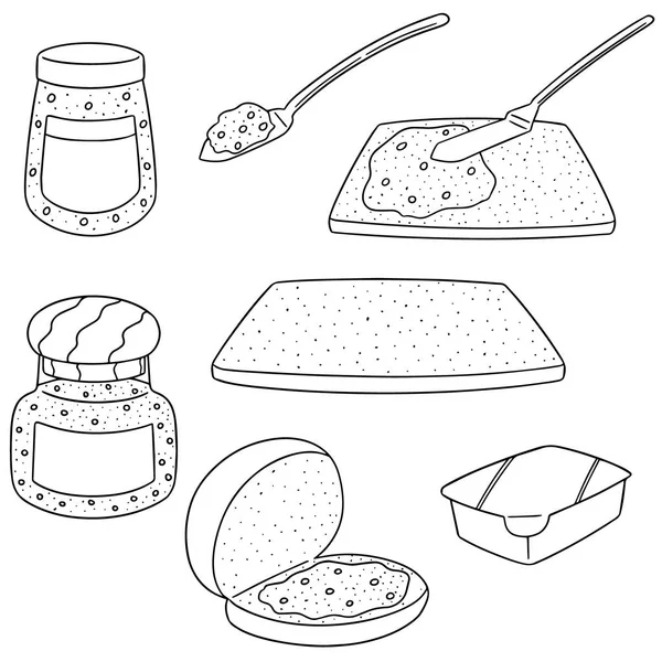 一套果酱和面包的病媒 — 图库矢量图片