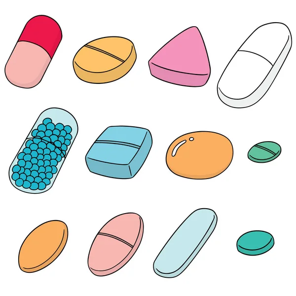 Conjunto vectorial de medicamentos — Archivo Imágenes Vectoriales