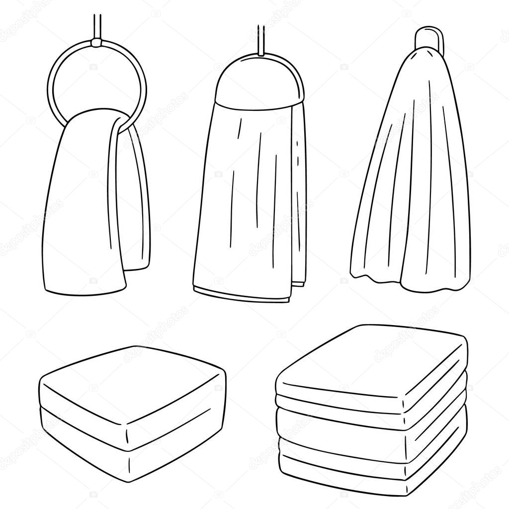 vector set of hand towel