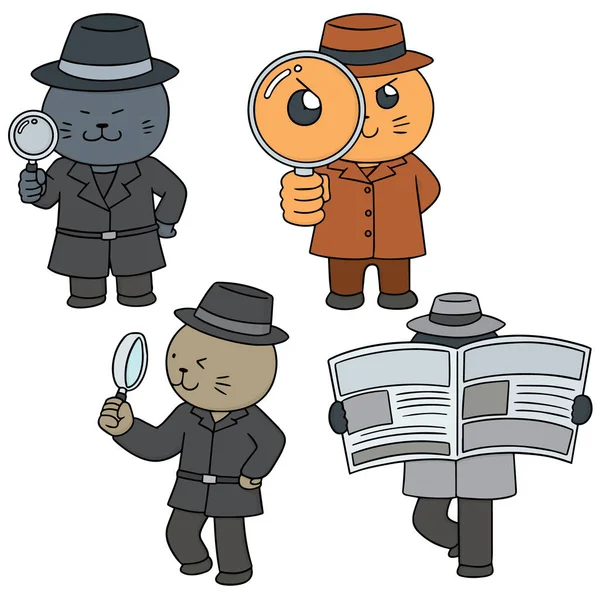 Wektor zestaw cat detektyw — Wektor stockowy